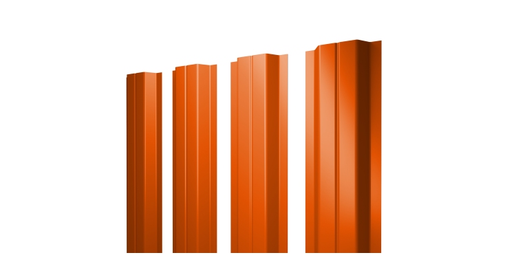 Штакетник П-образный А с прямым резом 0,45 PE RAL 2004 оранжевый