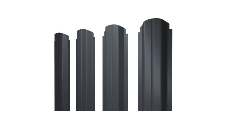Штакетник П-образный А фигурный 0,4 PE-Double RAL 7024 мокрый асфальт