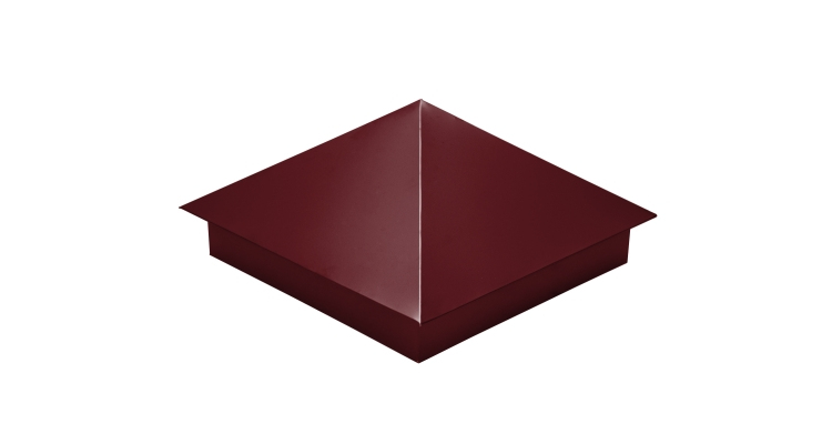 Колпак на столб 390х390 0,4 PE с пленкой RAL 3005 красное вино