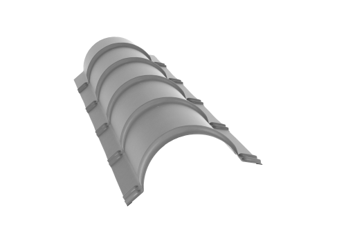 Планка конька полукруглого 0,45 PE с пленкой RAL 7004 сигнальный серый (1,97м)