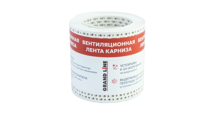 Лента вентиляционная карнизная Grand Line 100х5000, белый