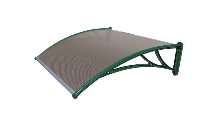 Козырек Krovent из поликарбоната 1200х930х280 бронзовый (зеленый кронштейн)