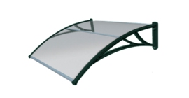 Козырек Krovent из поликарбоната 1200х930х280 прозрачный (зеленый кронштейн)