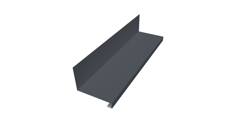 Планка примыкание нижнее к трубе фальц Grand Line 0,5 Satin Matt RAL 7024 мокрый асфальт (3м)